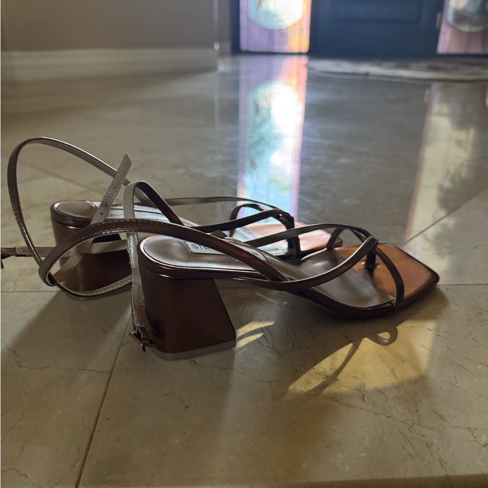 Steve Madden Tan Strappy Block Heels